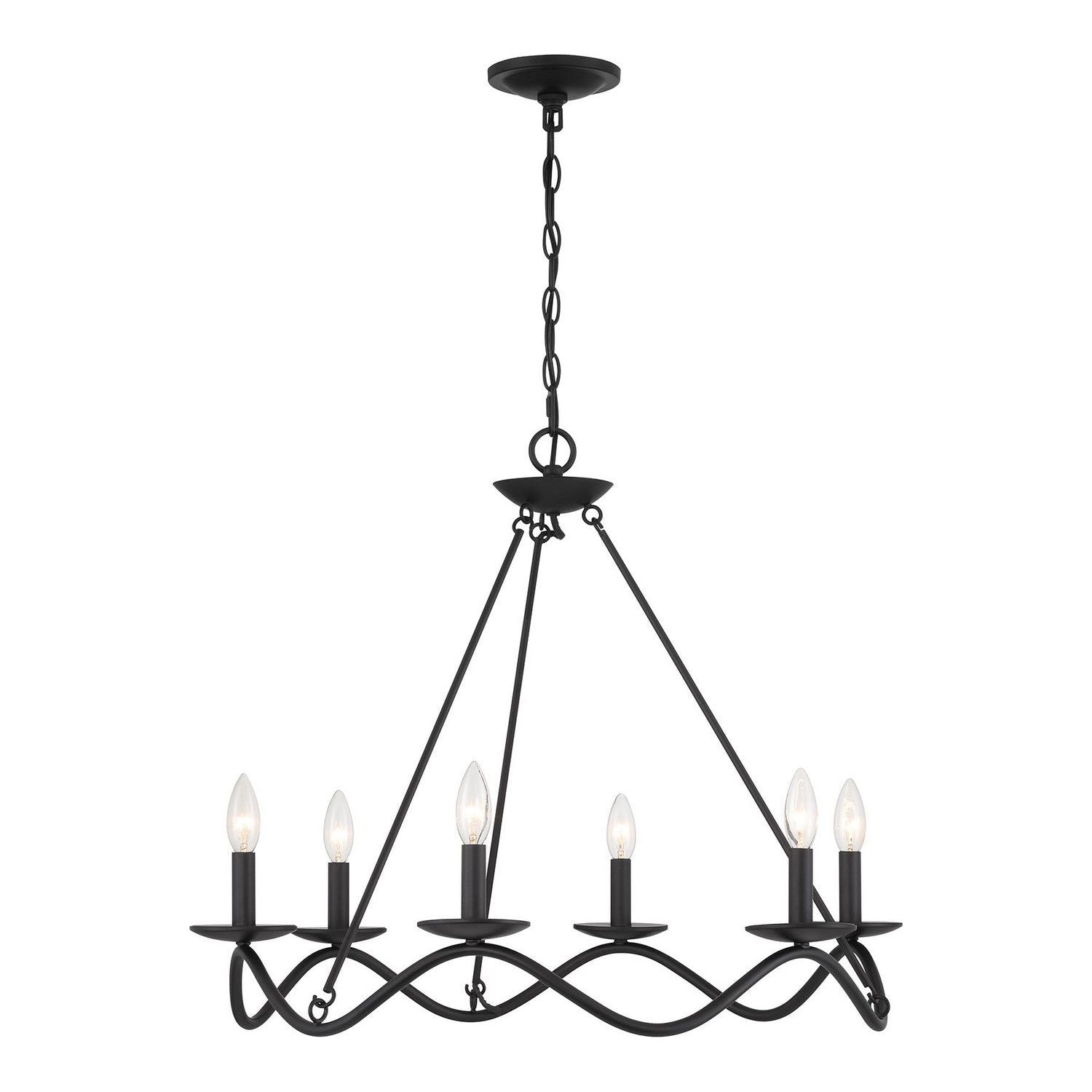 Meridian - M100137MBK - Six Light Chandelier - Matte Black