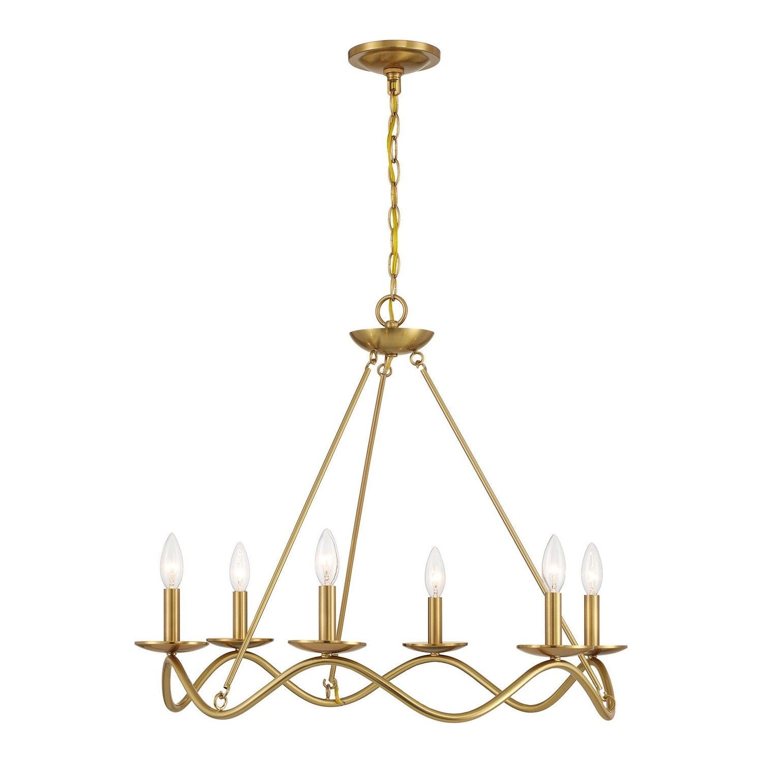 Meridian - M100137NB - Six Light Chandelier - Natural Brass