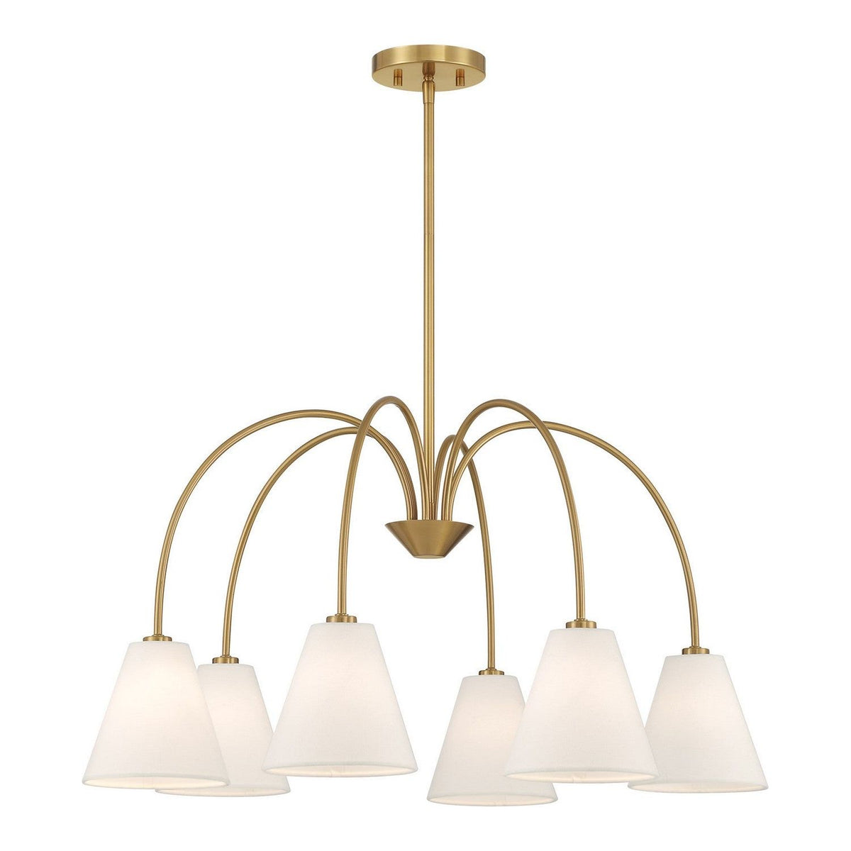 Meridian - M100138NB - Six Light Chandelier - Natural Brass