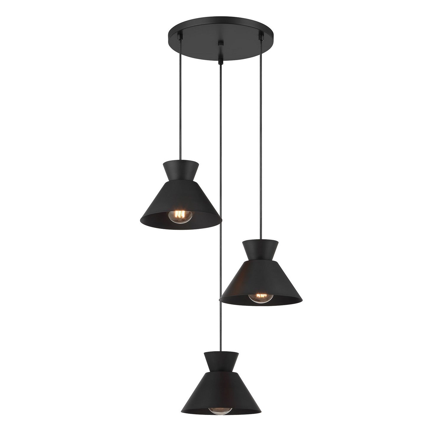 Meridian - M100139MBK - Three Light Chandelier - Matte Black