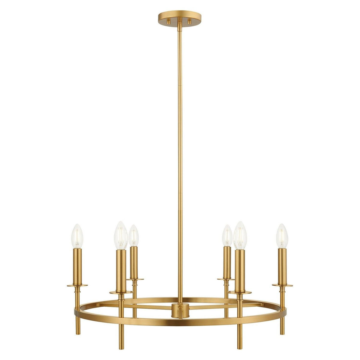 Meridian - M100140NB - Six Light Chandelier - Natural Brass