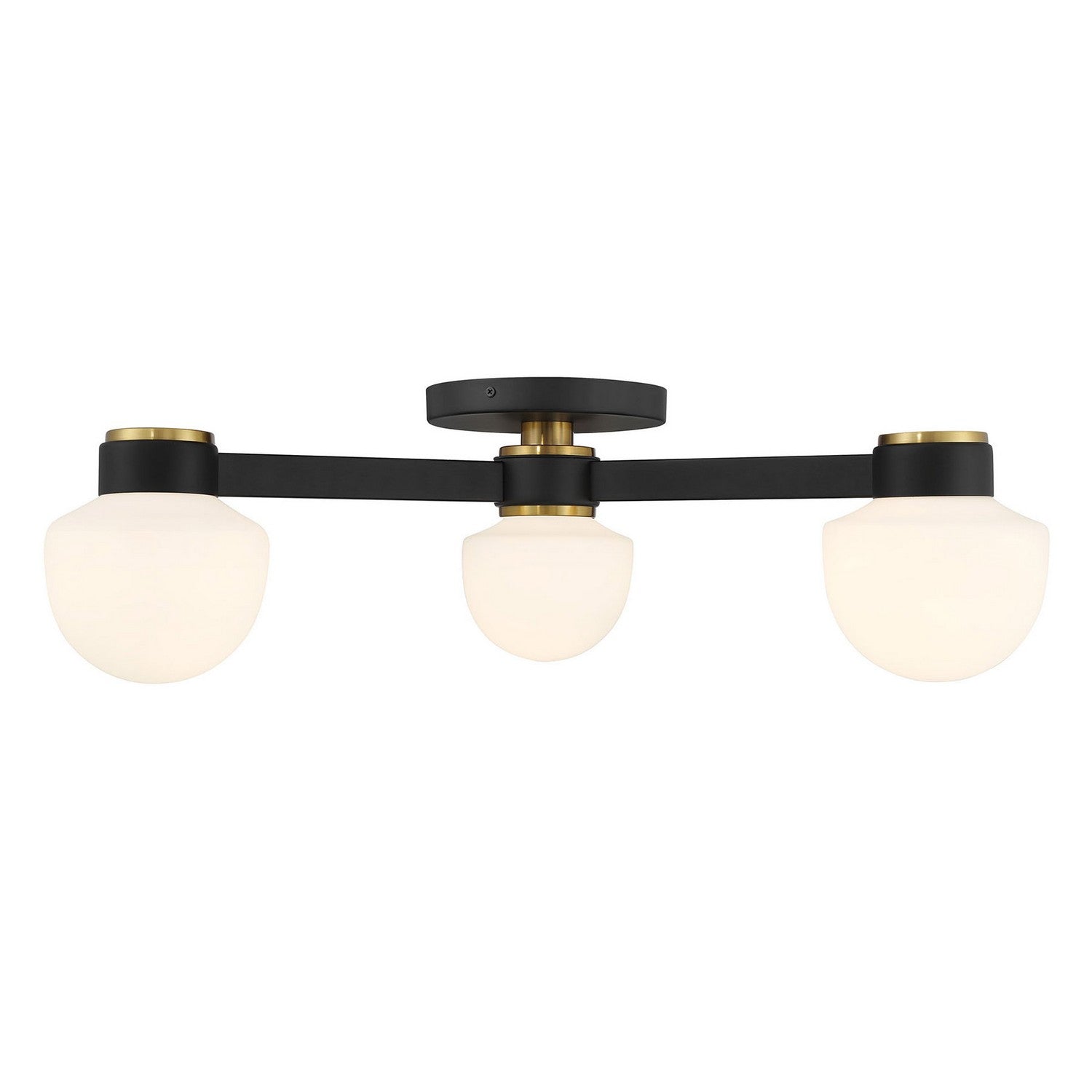 Meridian - M60079MBKNB - Three Light Semi Flush Mount - Matte Black and Natural Brass