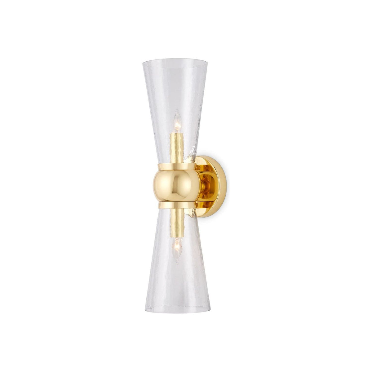 Currey and Company - 5800-0058 - Two Light Bath Wall Sconce - Byford - Polished Brass / Clear