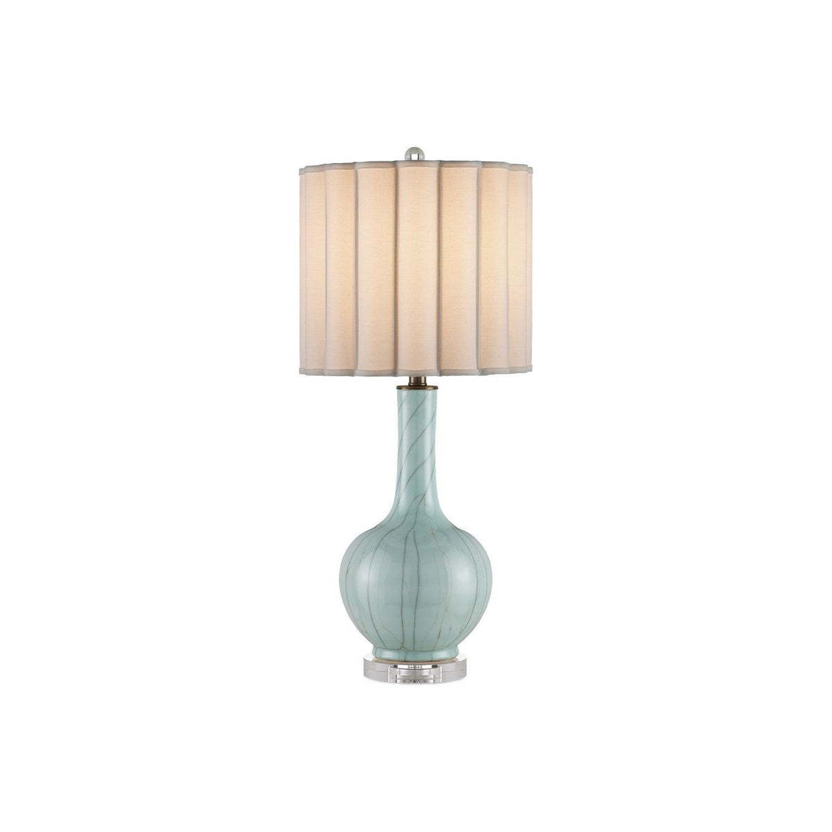 Currey and Company - 6000-0976 - One Light Table Lamp - Celadon Crackle - Celadon Crackle / Clear / Antique Brass