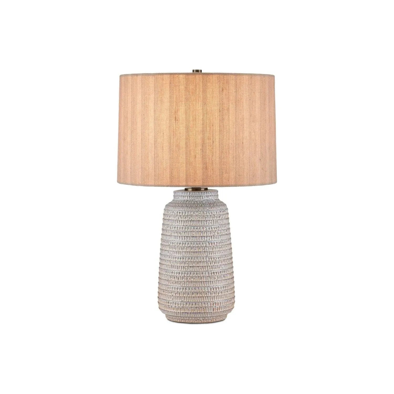 Currey and Company - 6000-0978 - One Light Table Lamp - Owen - Off-White / Light Brown / Antique Brass