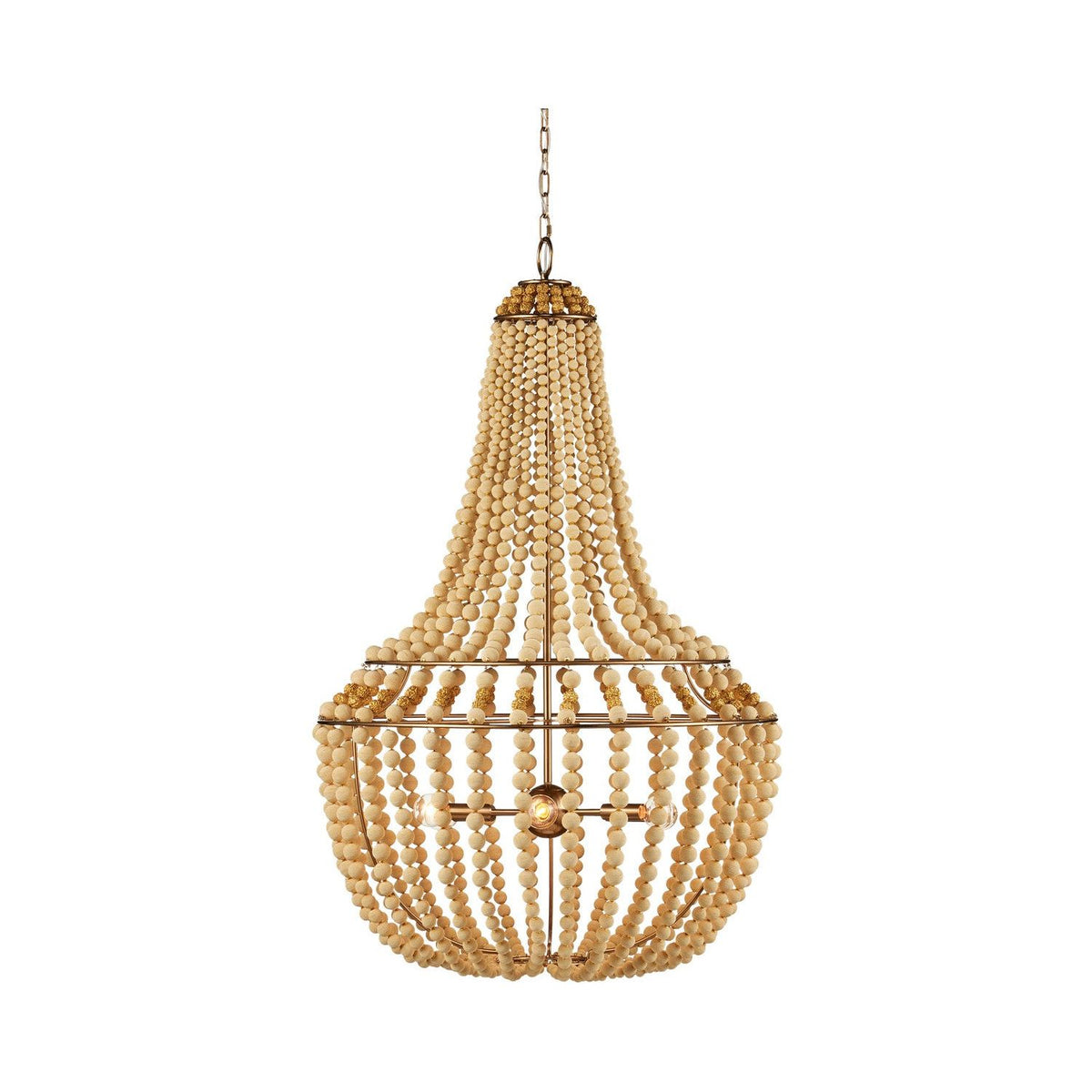 Currey and Company - 9000-1231 - Six Light Chandelier - Penelope - Beige / Antique Brass