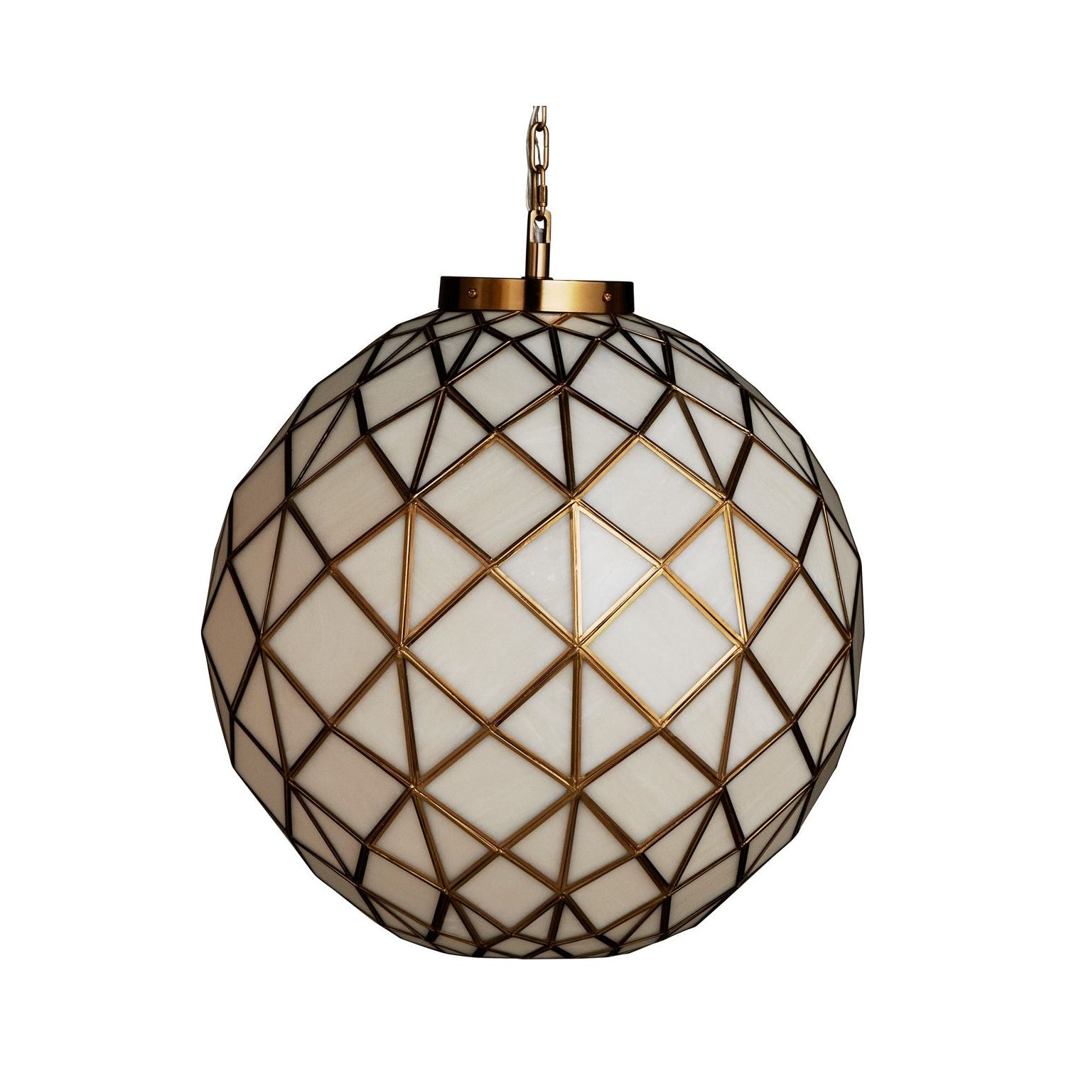 Currey and Company - 9000-1232 - One Light Pendant - Polyhedron - White / Antique Brass