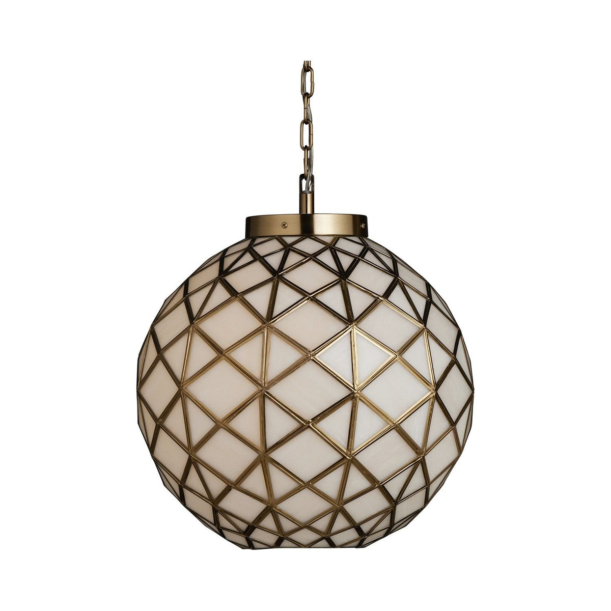 Currey and Company - 9000-1233 - One Light Pendant - Polyhedron - White / Antique Brass