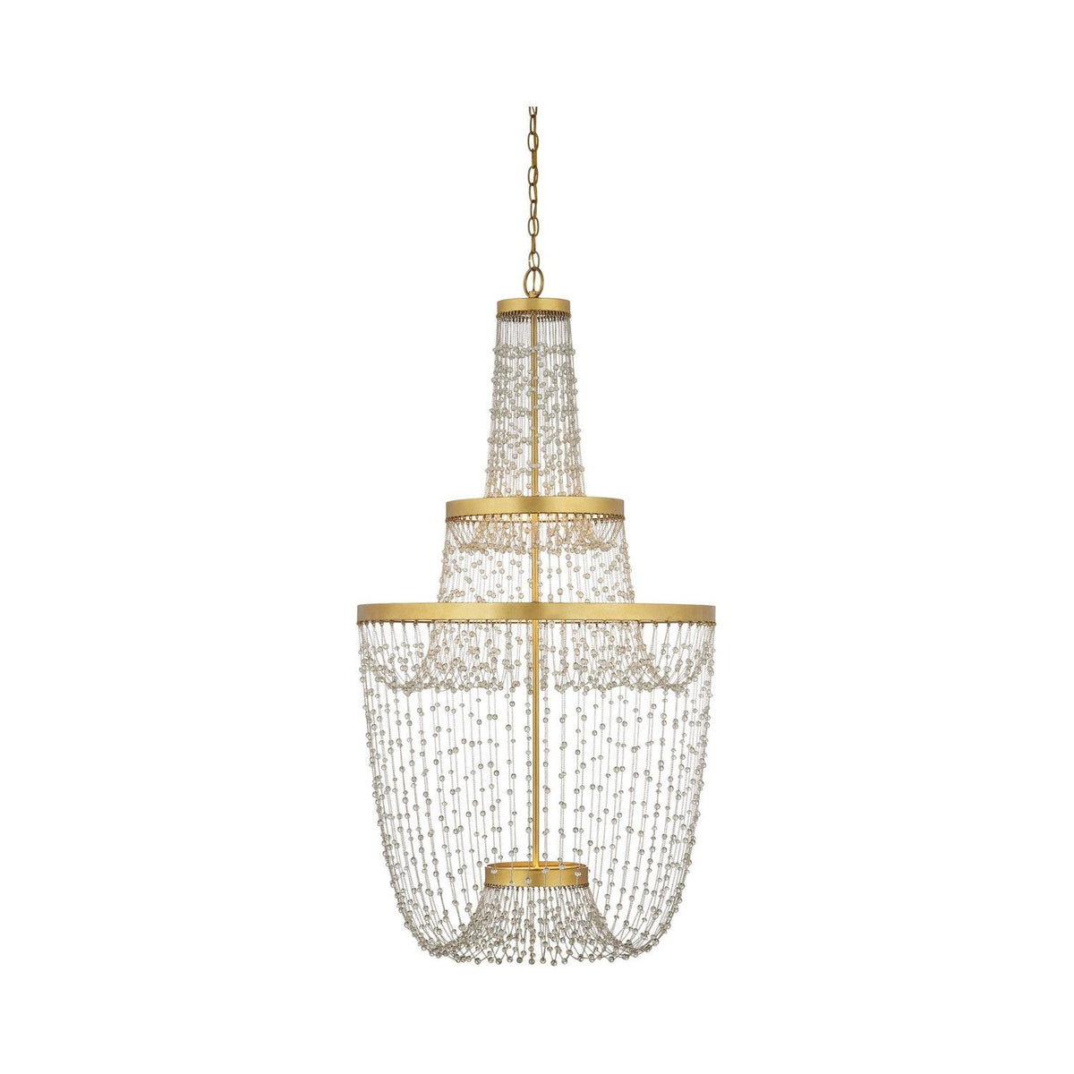 Currey and Company - 9000-1238 - LED Chandelier - Mademoiselle - Contemporary Gold Leaf / Contemporary Gold / Clear