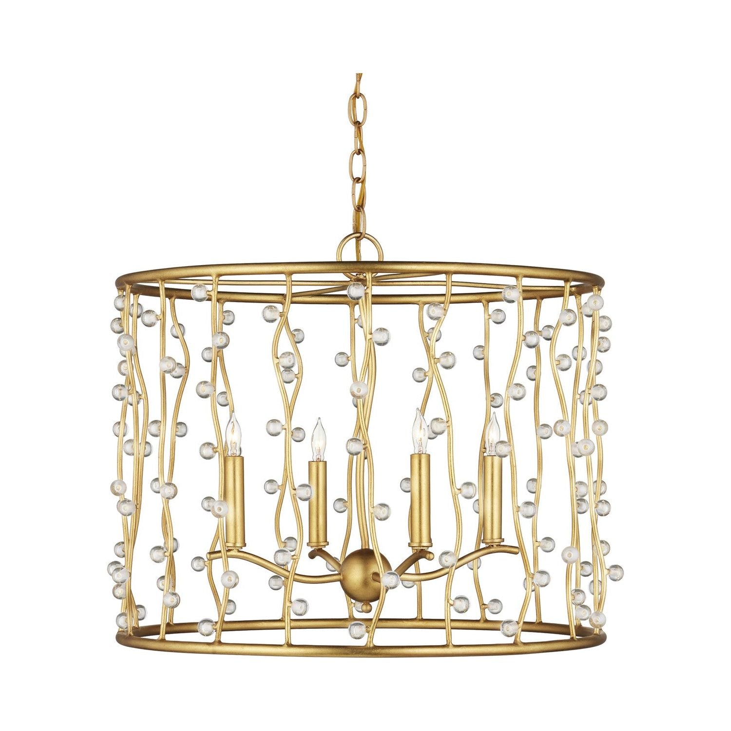 Currey and Company - 9000-1239 - Four Light Chandelier - Adagio - Contemporary Gold Leaf / Contemporary Gold / Clear