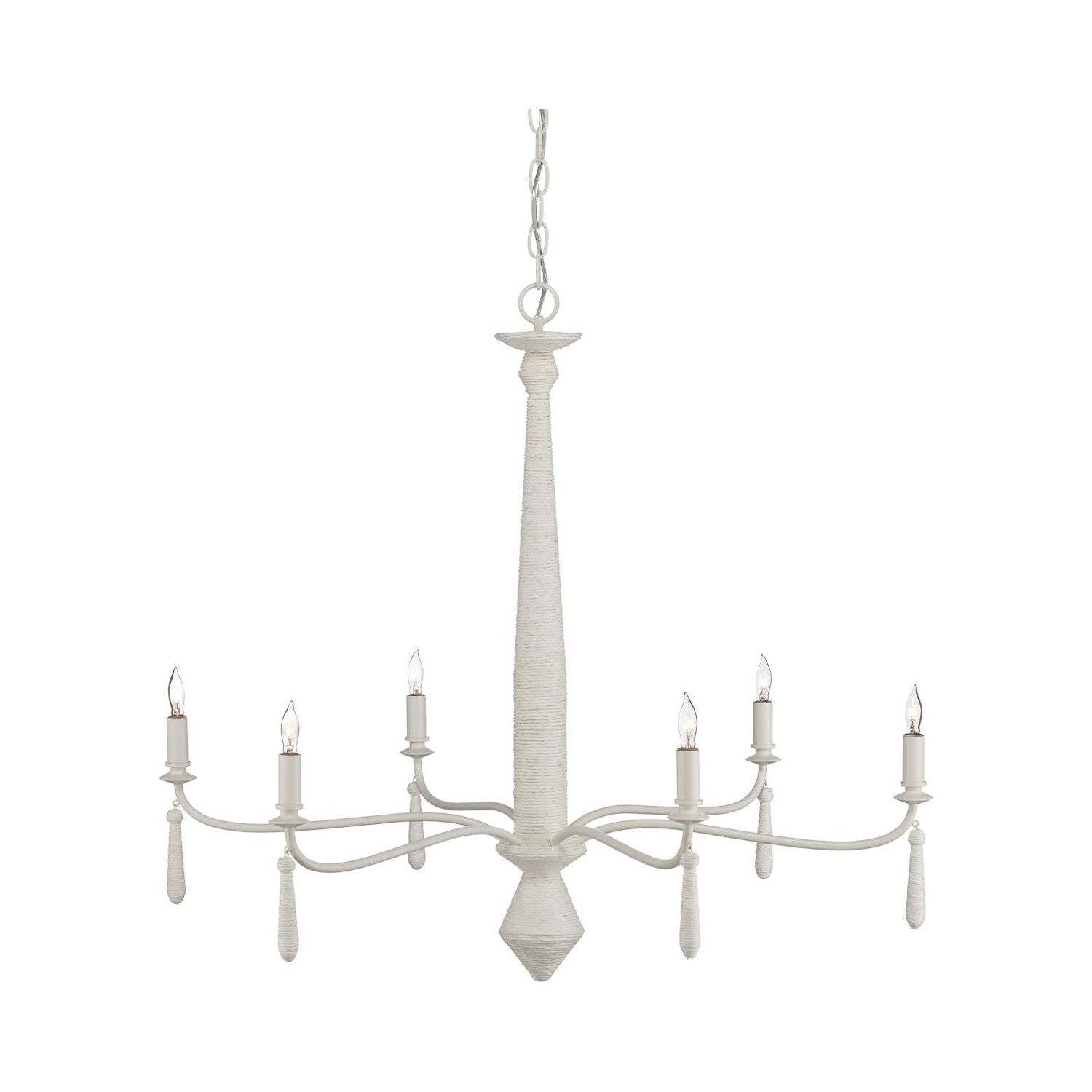 Currey and Company - 9000-1241 - Six Light Chandelier - Donnybrook - Snow White / White