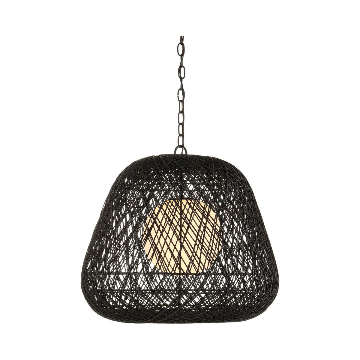 Currey and Company - 9000-1243 - One Light Pendant - Osbert - Black / Satin Black / White