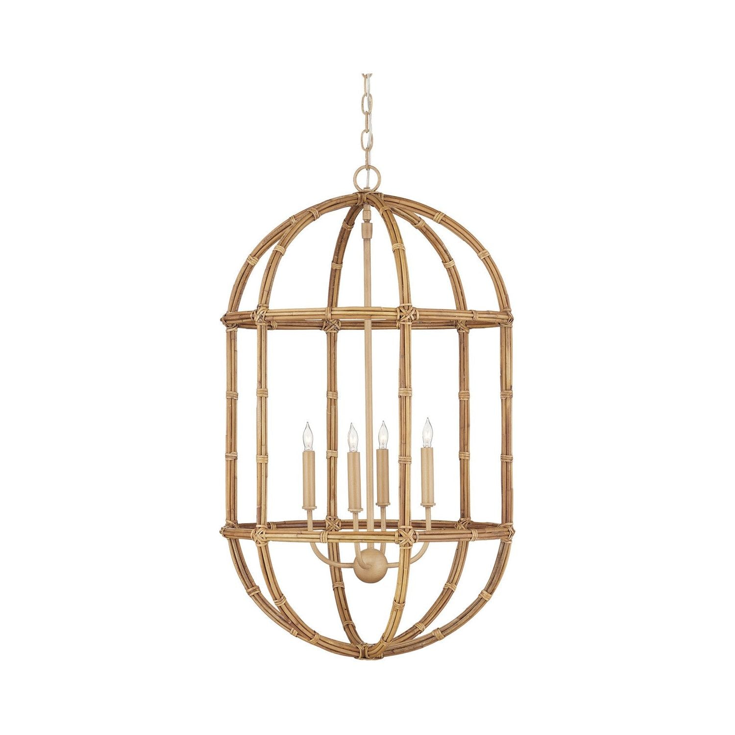 Currey and Company - 9000-1246 - Four Light Lantern - Charrette - Natural / Saddle Tan