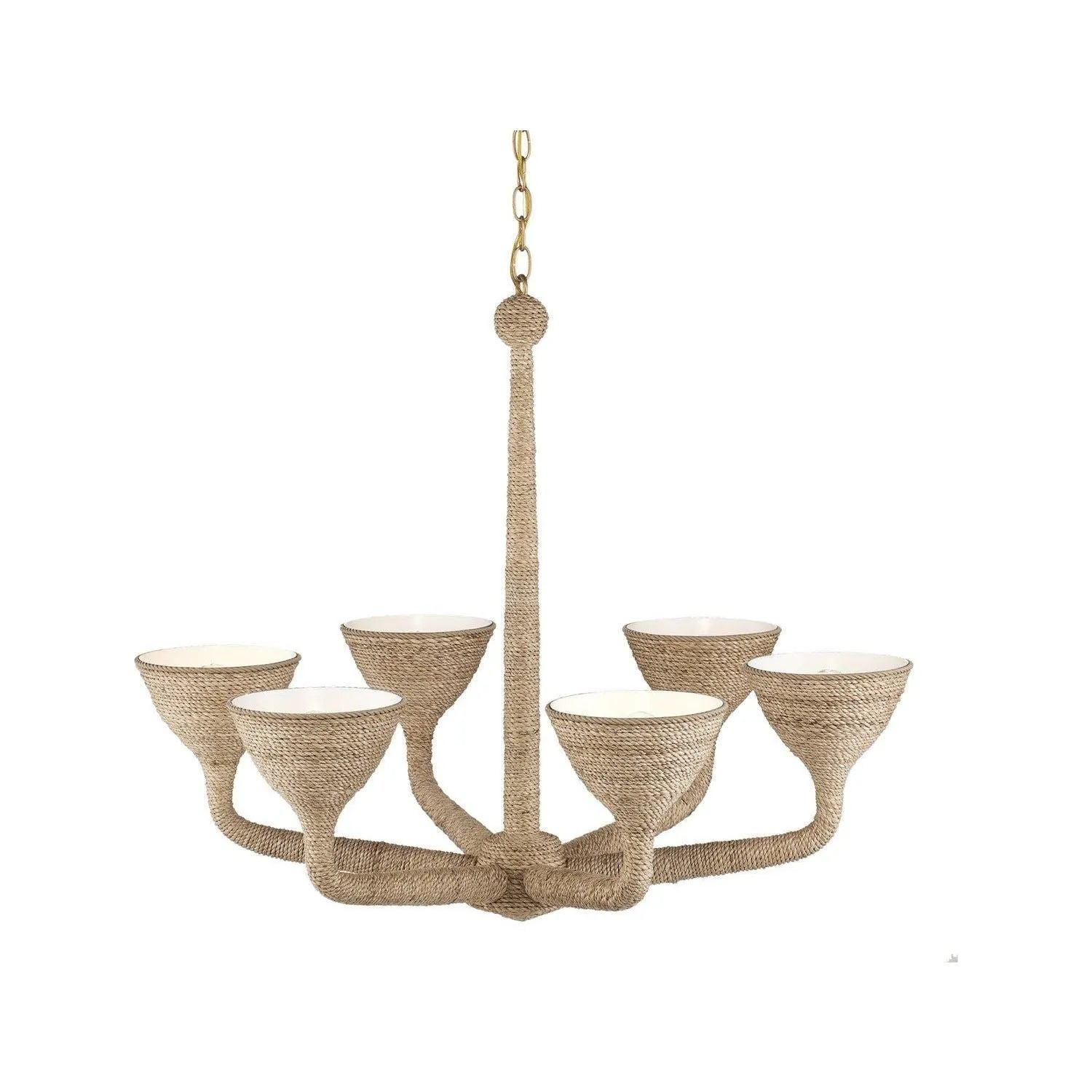 Currey and Company - 9000-1248 - Six Light Chandelier - Marbella - Natural / Contemporary Gold / Sugar White