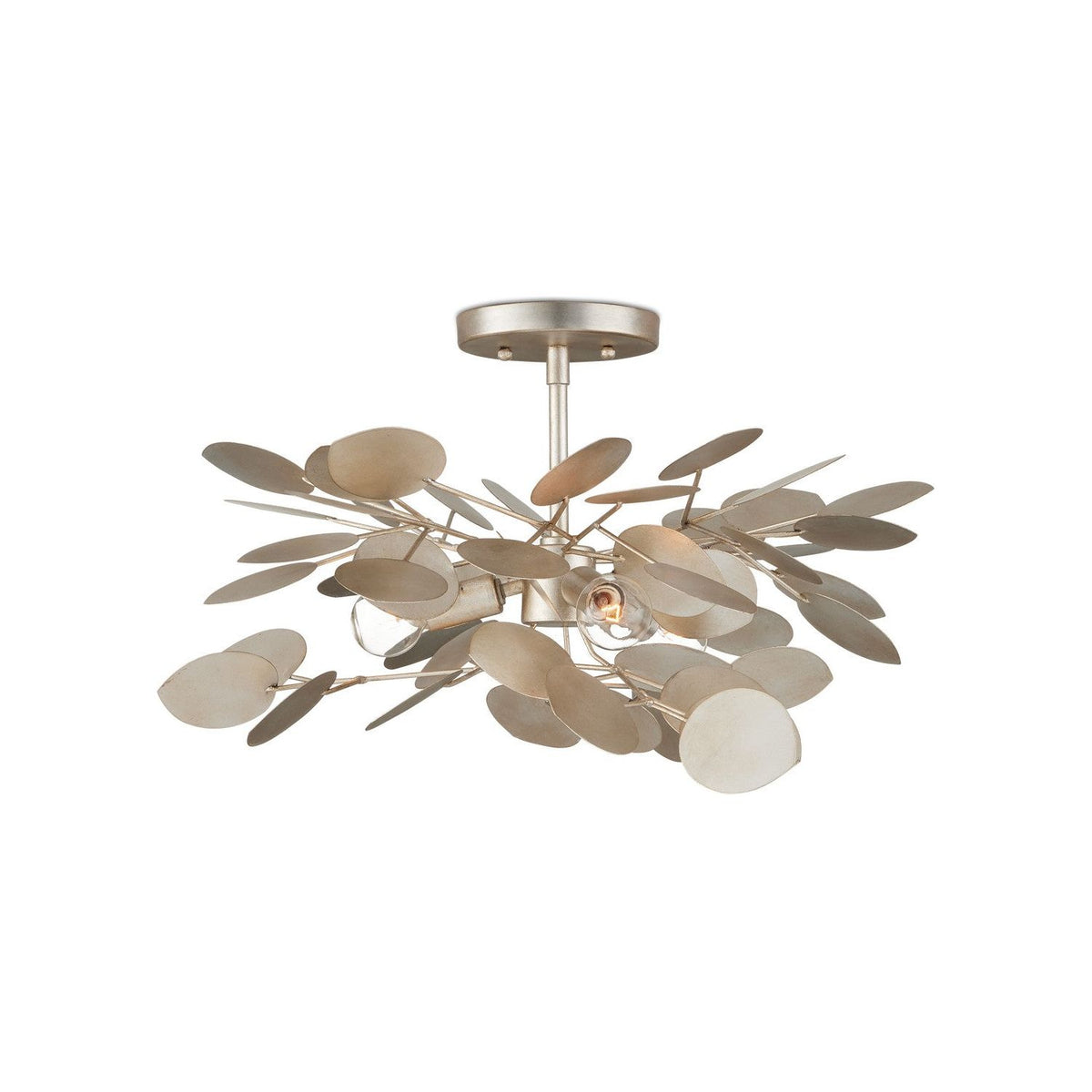 Currey and Company - 9000-1259 - Three Light Semi-Flush Mount - Lunaria - Contemporary Silver Leaf