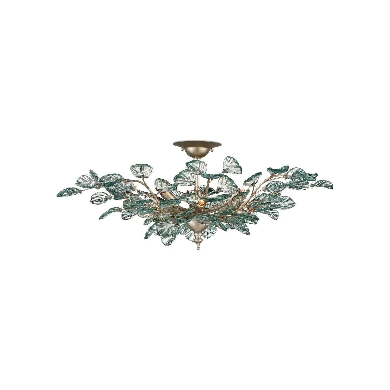 Currey and Company - 9000-1260 - Eight Light Semi-Flush Mount - Baobab - Contemporary Silver Leaf / Clear