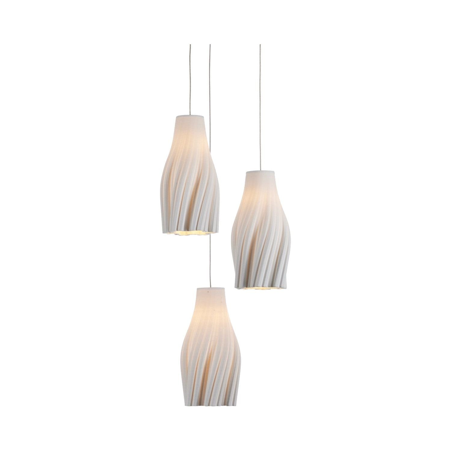 Currey and Company - 9000-1271 - Three Light Pendant - Posh - White / Silver