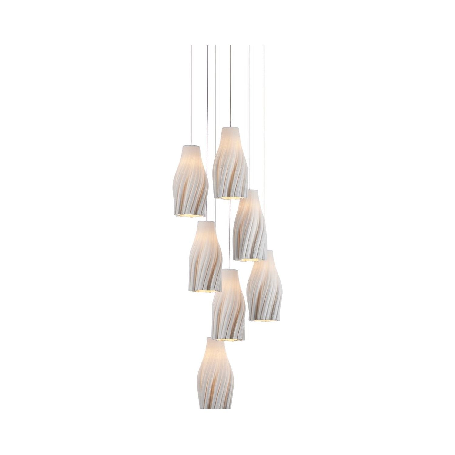 Currey and Company - 9000-1272 - Seven Light Pendant - Posh - White / Silver