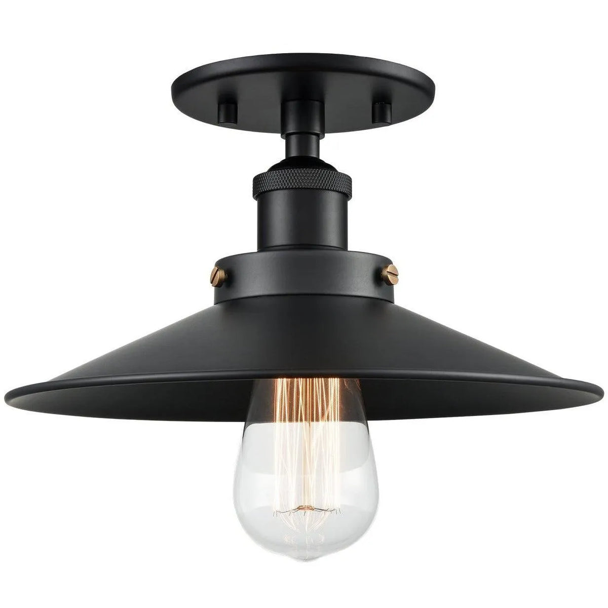 Matteo Lighting - Bulstrode's Workshop Metal Shade Flush Mount - X46111BKBK | Montreal Lighting & Hardware