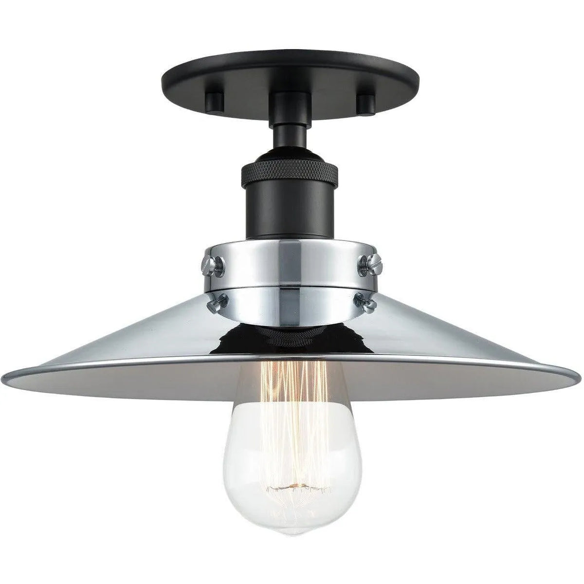 Matteo Lighting - Bulstrode's Workshop Metal Shade Flush Mount - X46111BKCH | Montreal Lighting & Hardware