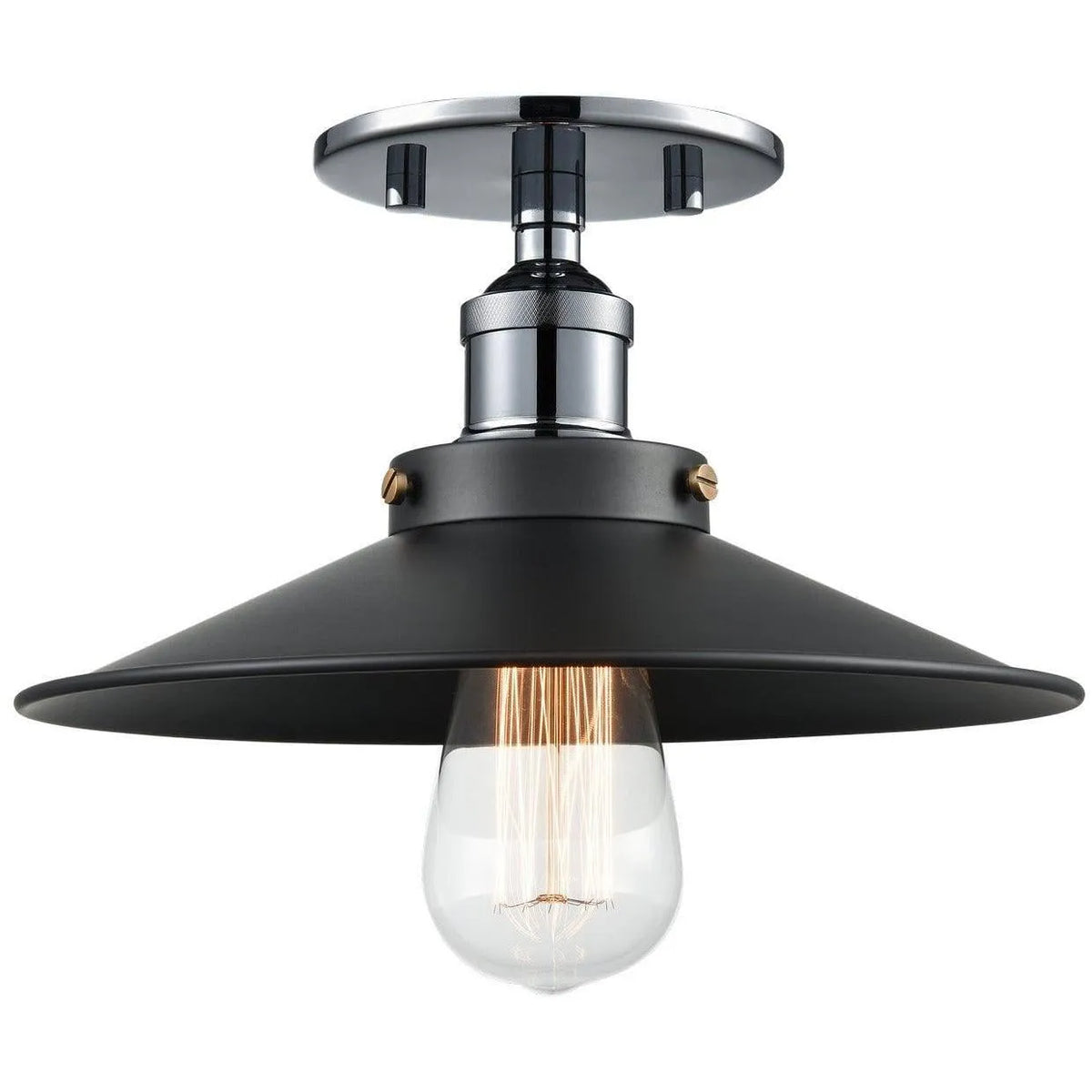 Matteo Lighting - Bulstrode's Workshop Metal Shade Flush Mount - X46111CHBK | Montreal Lighting & Hardware