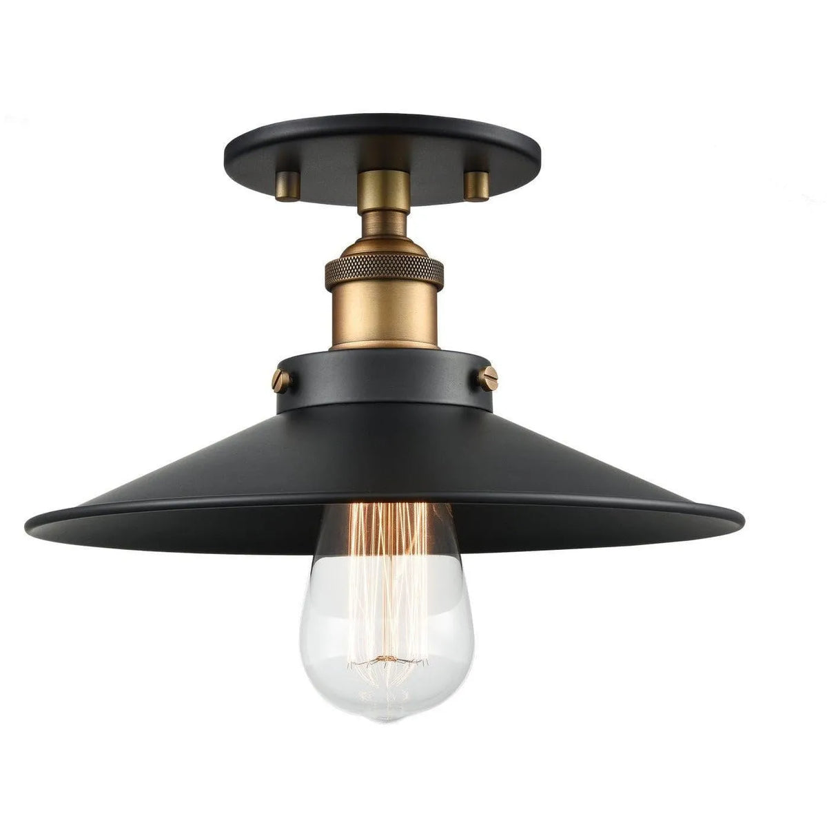 Matteo Lighting - Bulstrode's Workshop Metal Shade Flush Mount - X46111WGBK | Montreal Lighting & Hardware