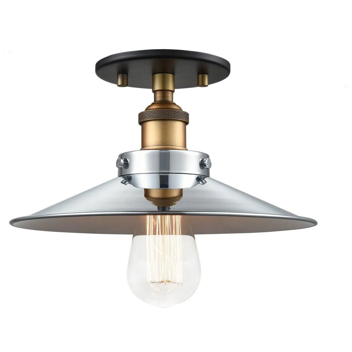 Matteo Lighting - Bulstrode's Workshop Metal Shade Flush Mount - X46111WGCH | Montreal Lighting & Hardware