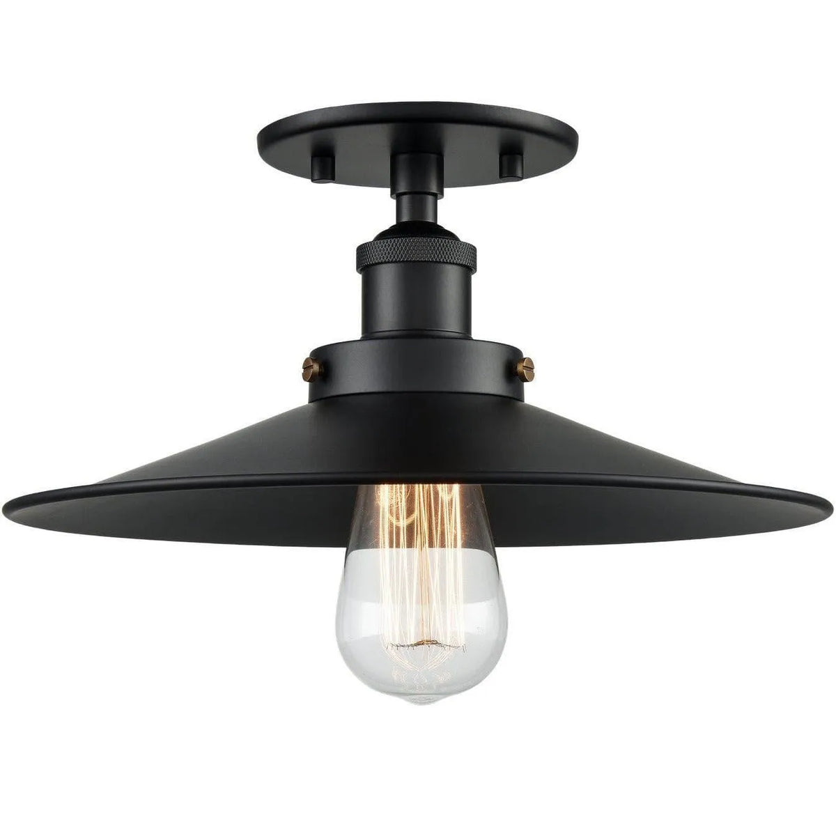 Matteo Lighting - Bulstrode's Workshop Metal Shade Flush Mount - X46112BKBK | Montreal Lighting & Hardware