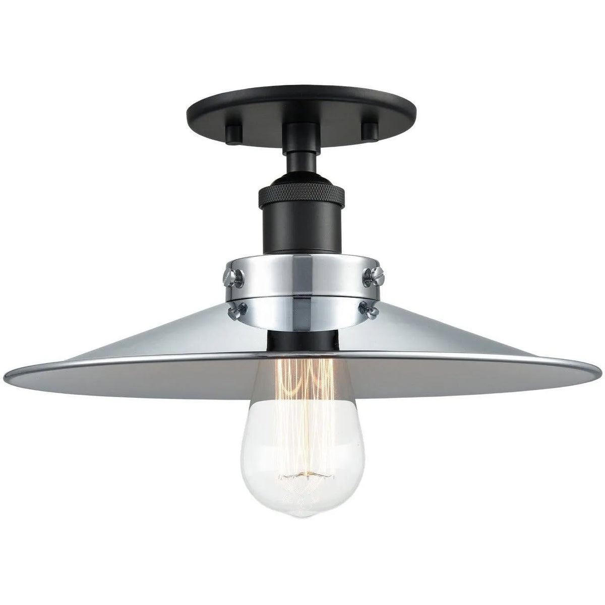 Matteo Lighting - Bulstrode's Workshop Metal Shade Flush Mount - X46112BKCH | Montreal Lighting & Hardware