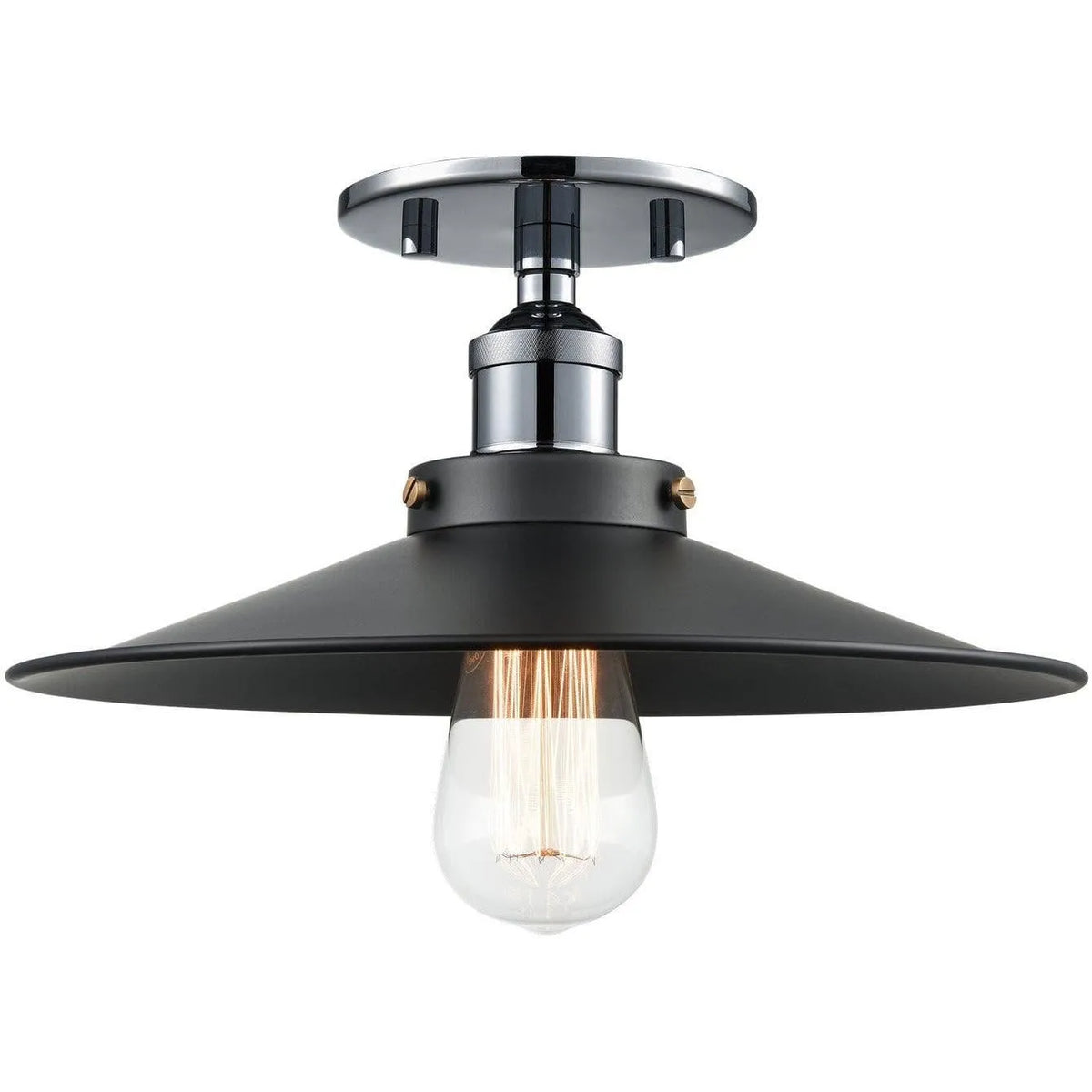 Matteo Lighting - Bulstrode's Workshop Metal Shade Flush Mount - X46112CHBK | Montreal Lighting & Hardware