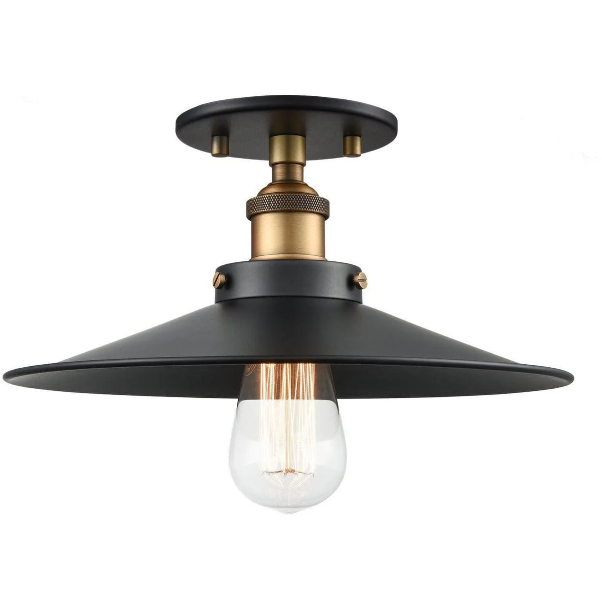 Matteo Lighting - Bulstrode's Workshop Metal Shade Flush Mount - X46112WGBK | Montreal Lighting & Hardware