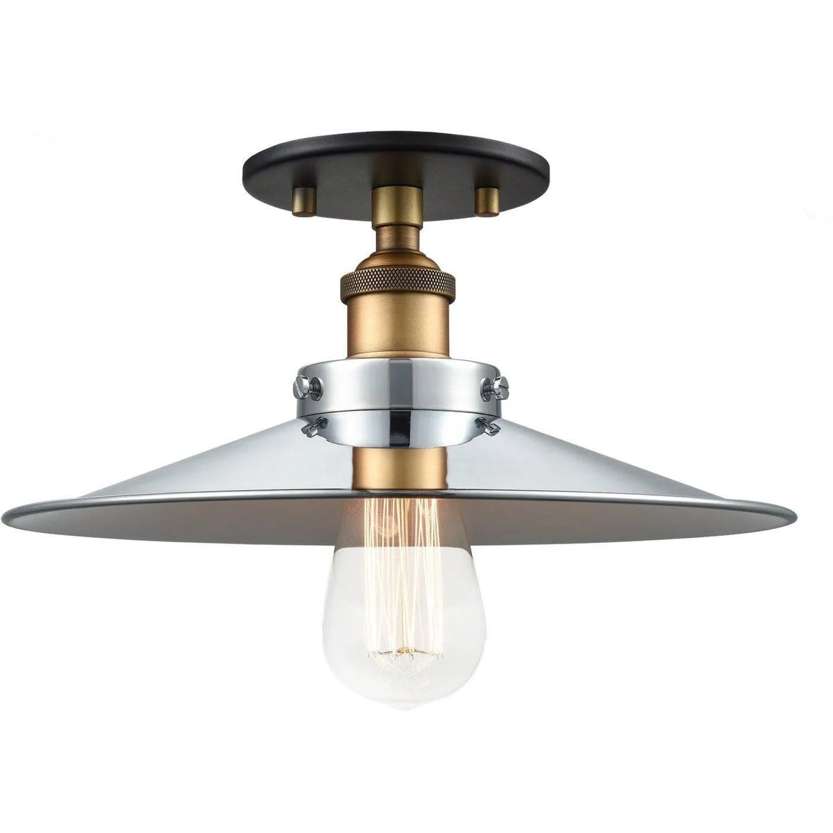 Matteo Lighting - Bulstrode's Workshop Metal Shade Flush Mount - X46112WGCH | Montreal Lighting & Hardware