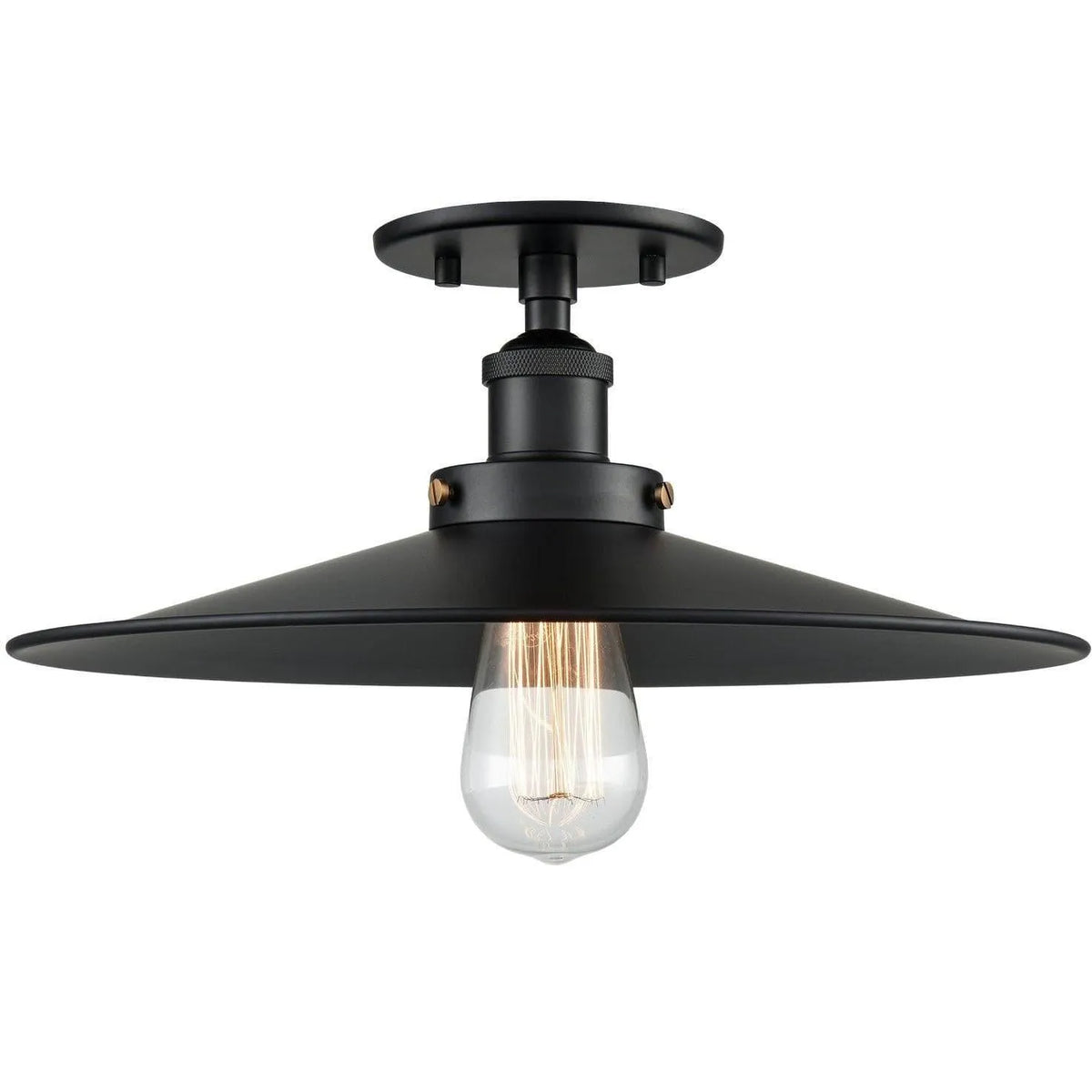 Matteo Lighting - Bulstrode's Workshop Metal Shade Flush Mount - X46113BKBK | Montreal Lighting & Hardware