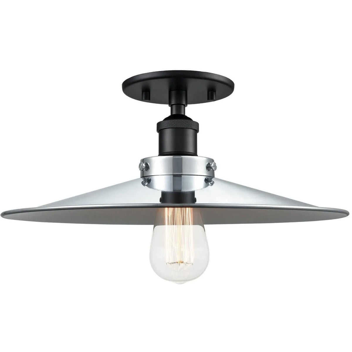 Matteo Lighting - Bulstrode's Workshop Metal Shade Flush Mount - X46113BKCH | Montreal Lighting & Hardware