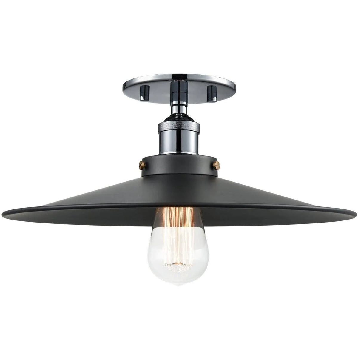 Matteo Lighting - Bulstrode's Workshop Metal Shade Flush Mount - X46113CHBK | Montreal Lighting & Hardware