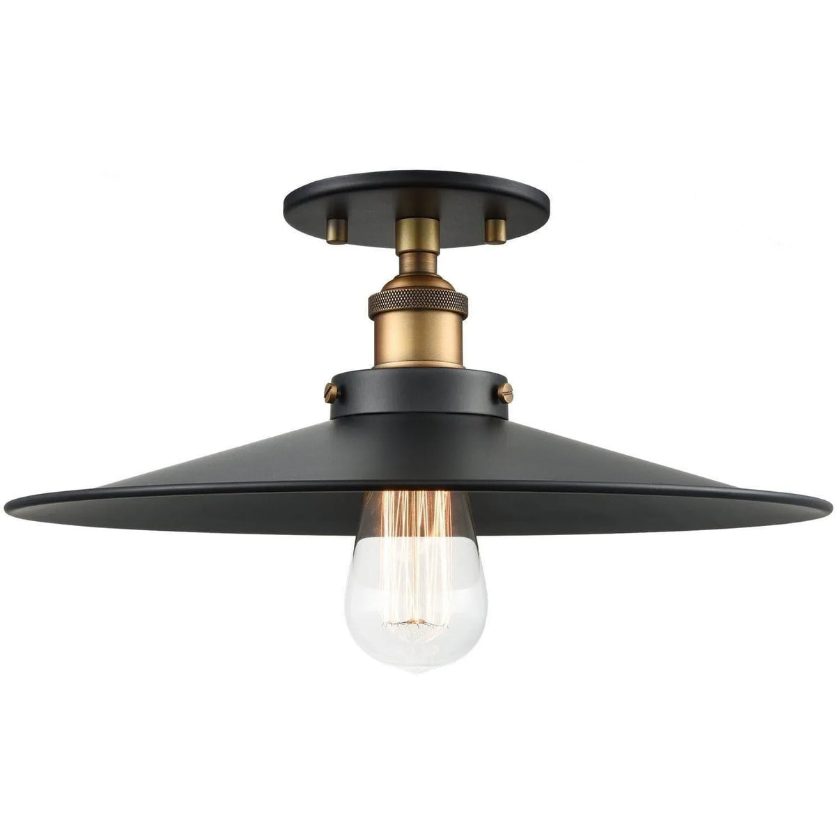 Matteo Lighting - Bulstrode's Workshop Metal Shade Flush Mount - X46113WGBK | Montreal Lighting & Hardware