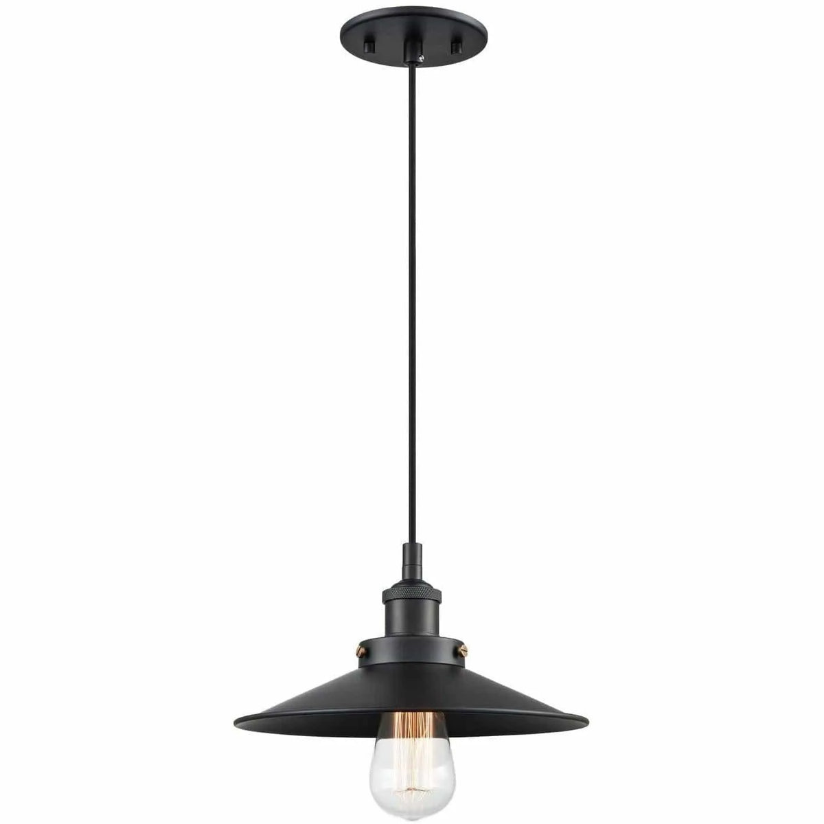 Matteo Lighting - Bulstrode's Workshop Metal Shade Pendant - C46111BKBK | Montreal Lighting & Hardware