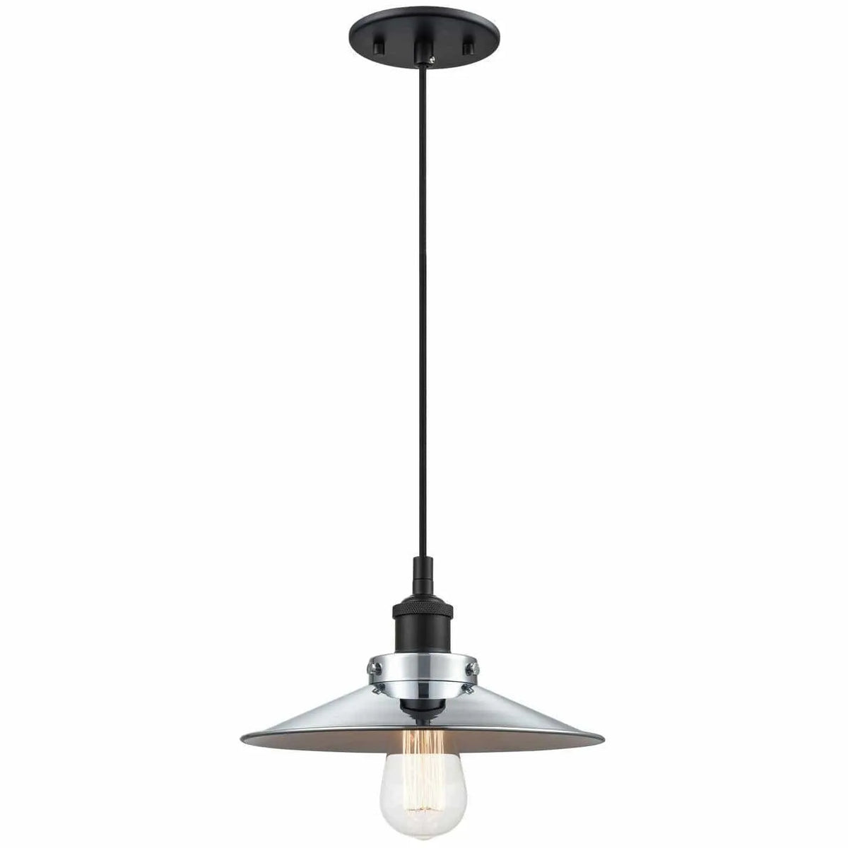 Matteo Lighting - Bulstrode's Workshop Metal Shade Pendant - C46111BKCH | Montreal Lighting & Hardware