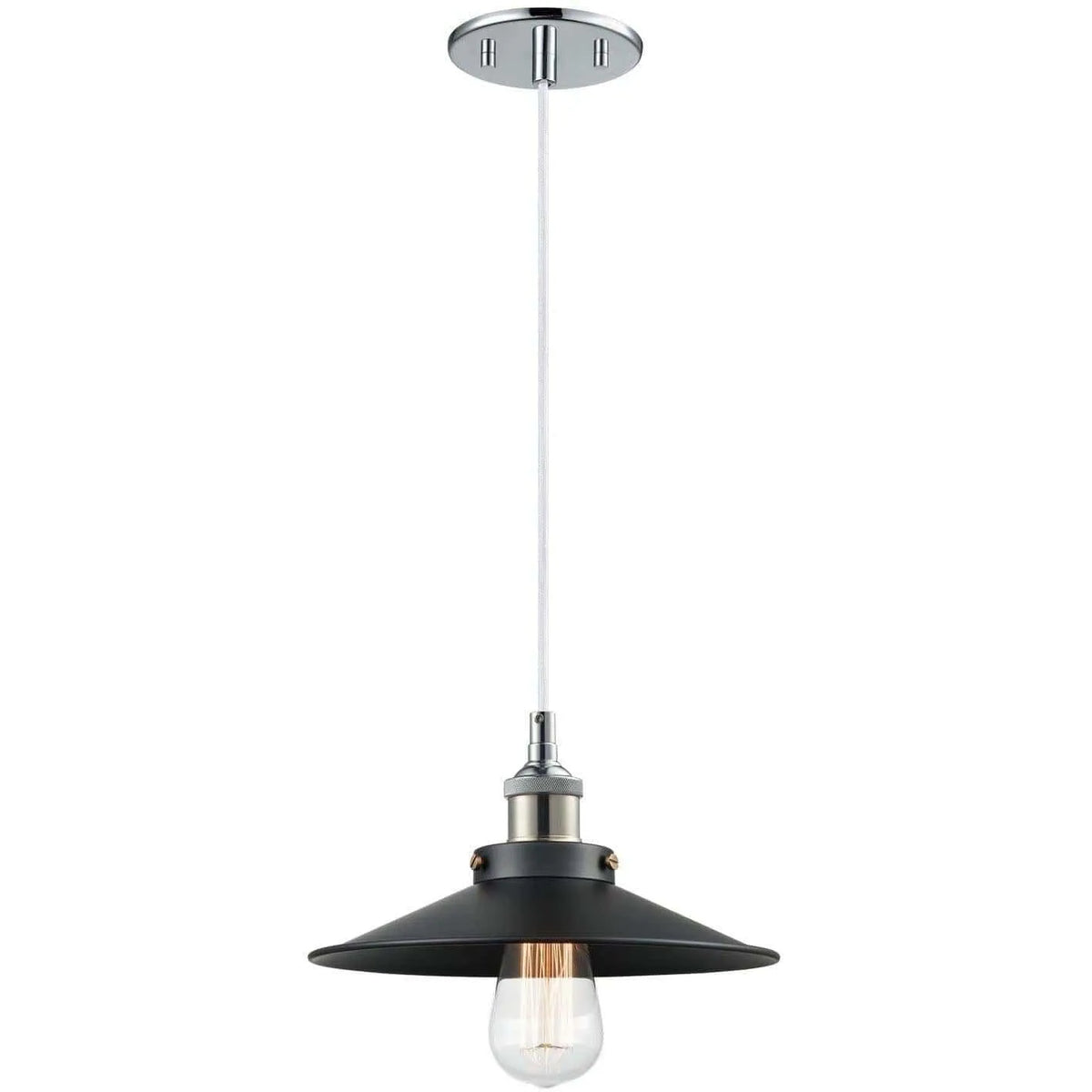 Matteo Lighting - Bulstrode's Workshop Metal Shade Pendant - C46111CHBK | Montreal Lighting & Hardware