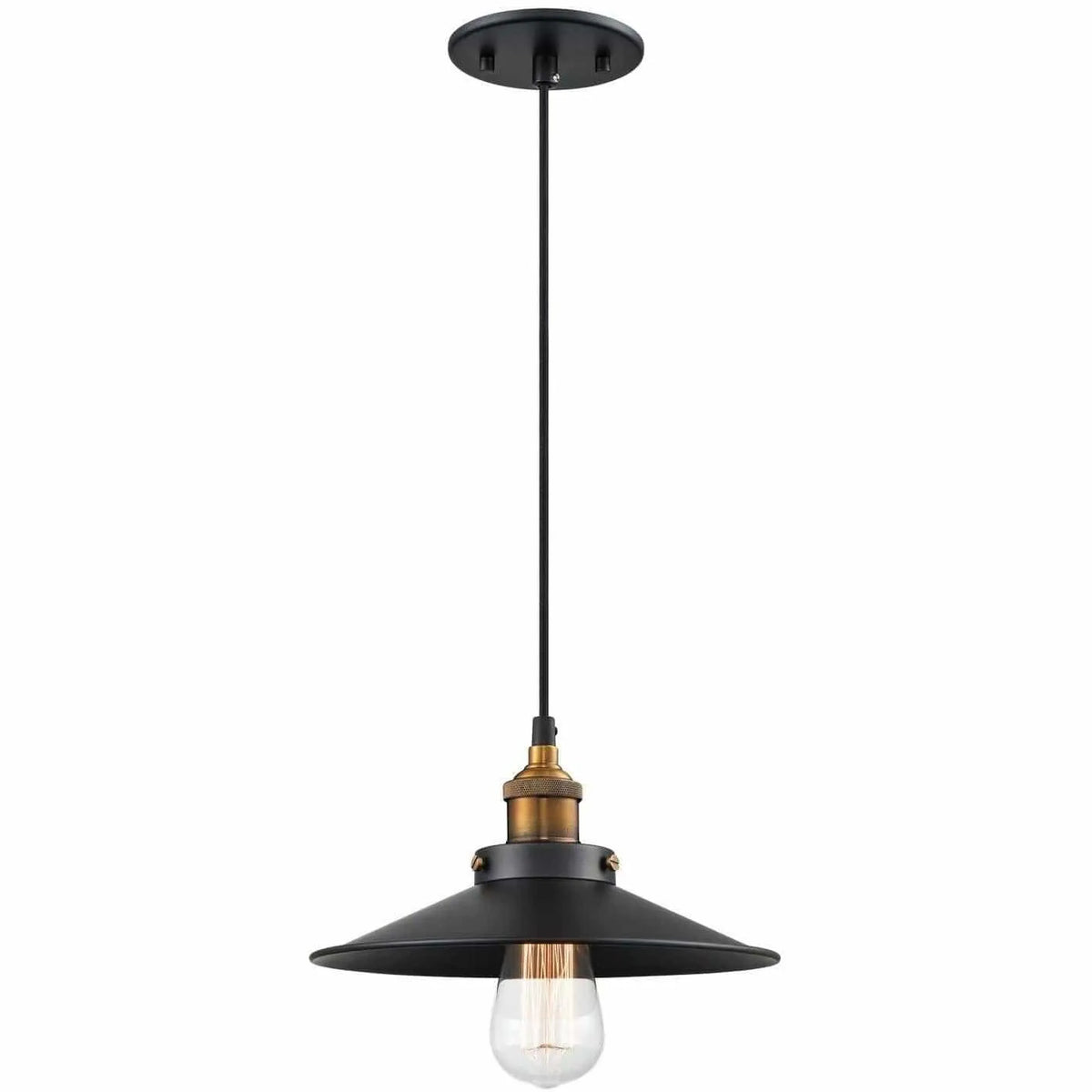 Matteo Lighting - Bulstrode's Workshop Metal Shade Pendant - C46111WGBK | Montreal Lighting & Hardware