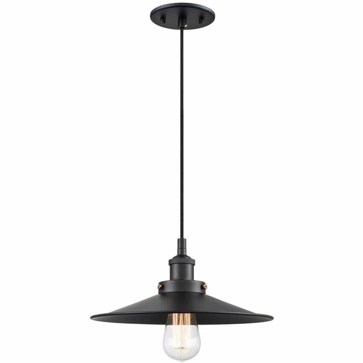 Matteo Lighting - Bulstrode's Workshop Metal Shade Pendant - C46112BKBK | Montreal Lighting & Hardware