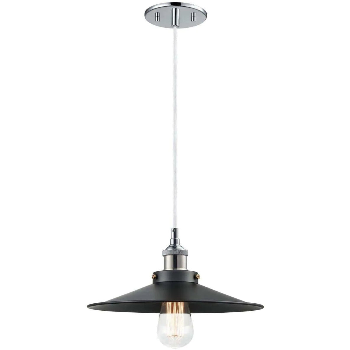 Matteo Lighting - Bulstrode's Workshop Metal Shade Pendant - C46112CHBK | Montreal Lighting & Hardware