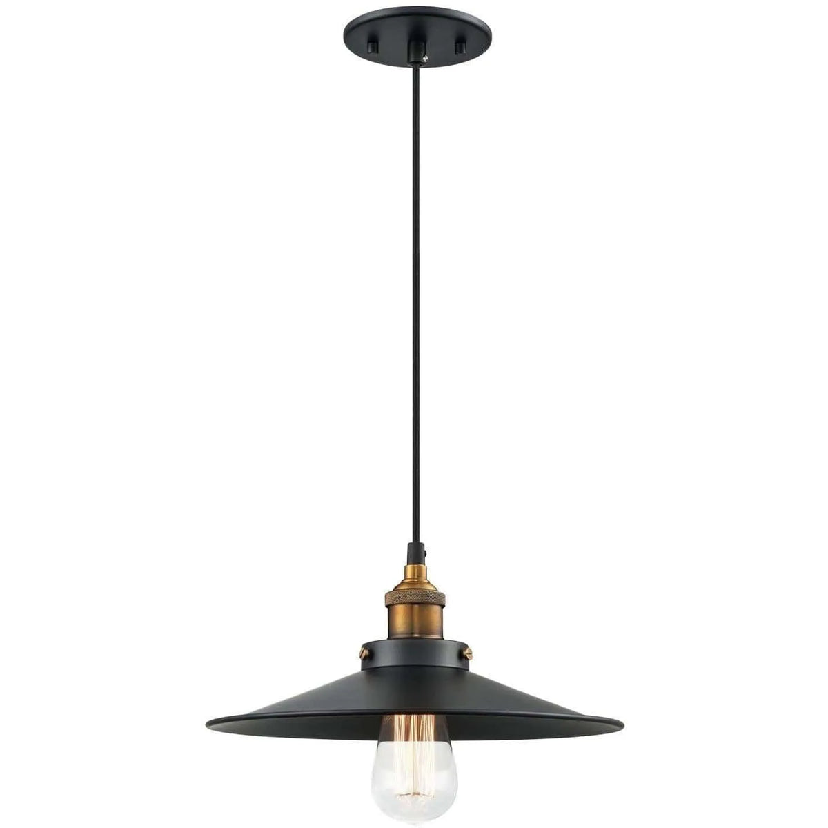 Matteo Lighting - Bulstrode's Workshop Metal Shade Pendant - C46112WGBK | Montreal Lighting & Hardware