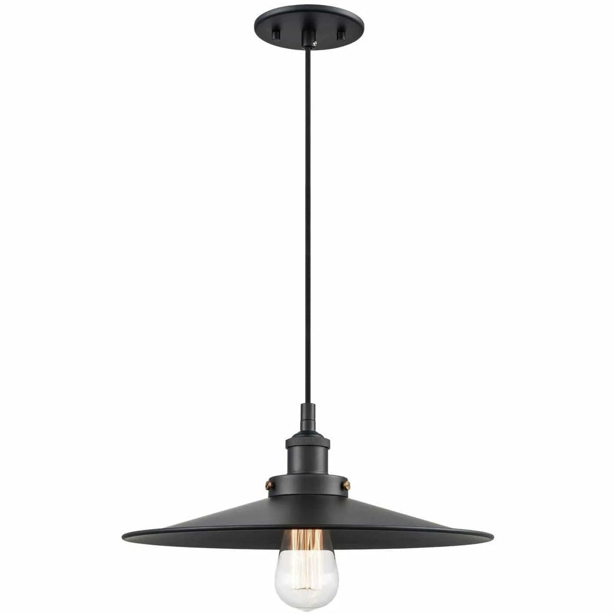 Matteo Lighting - Bulstrode's Workshop Metal Shade Pendant - C46113BKBK | Montreal Lighting & Hardware