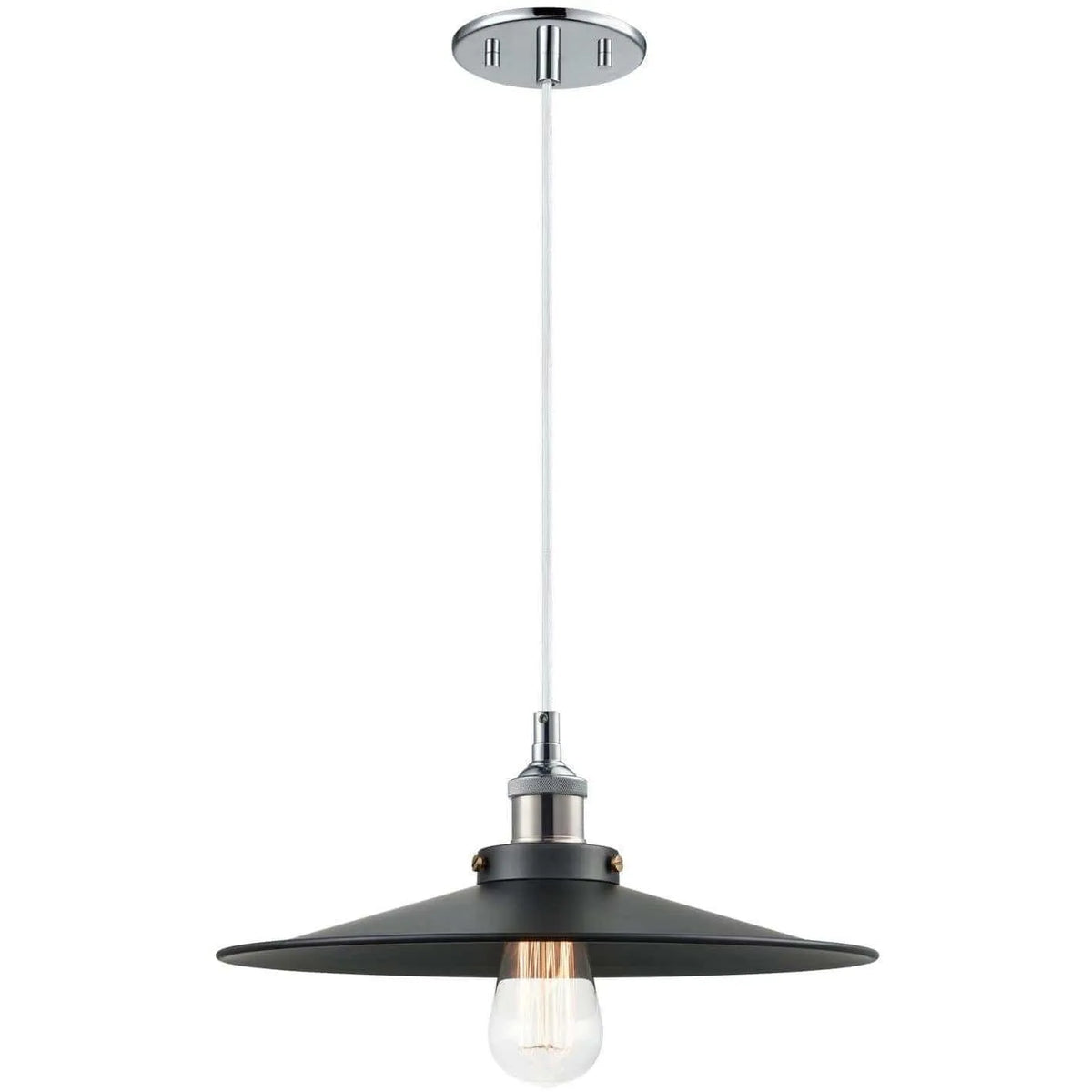 Matteo Lighting - Bulstrode's Workshop Metal Shade Pendant - C46113CHBK | Montreal Lighting & Hardware