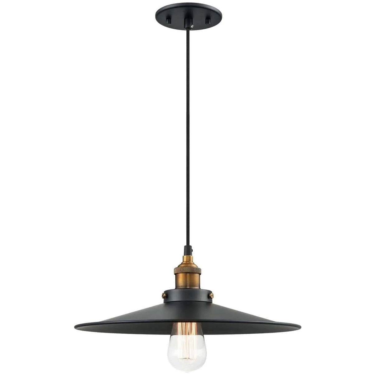 Matteo Lighting - Bulstrode's Workshop Metal Shade Pendant - C46113WGBK | Montreal Lighting & Hardware