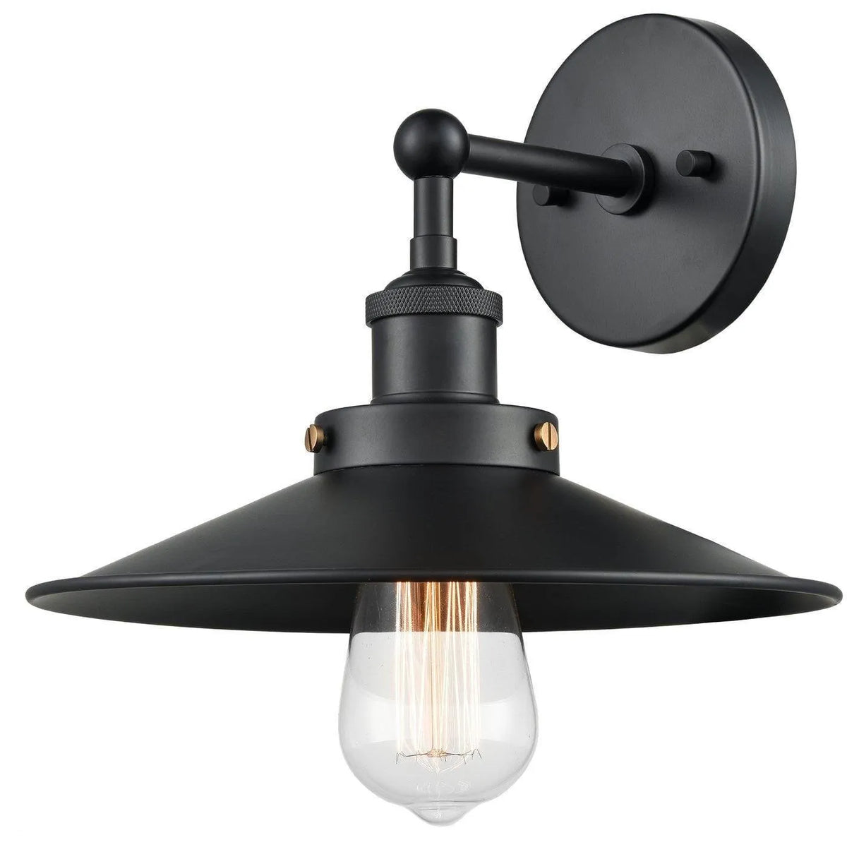 Matteo Lighting - Bulstrode's Workshop Metal Shade Wall Sconce - W46111BKBK | Montreal Lighting & Hardware