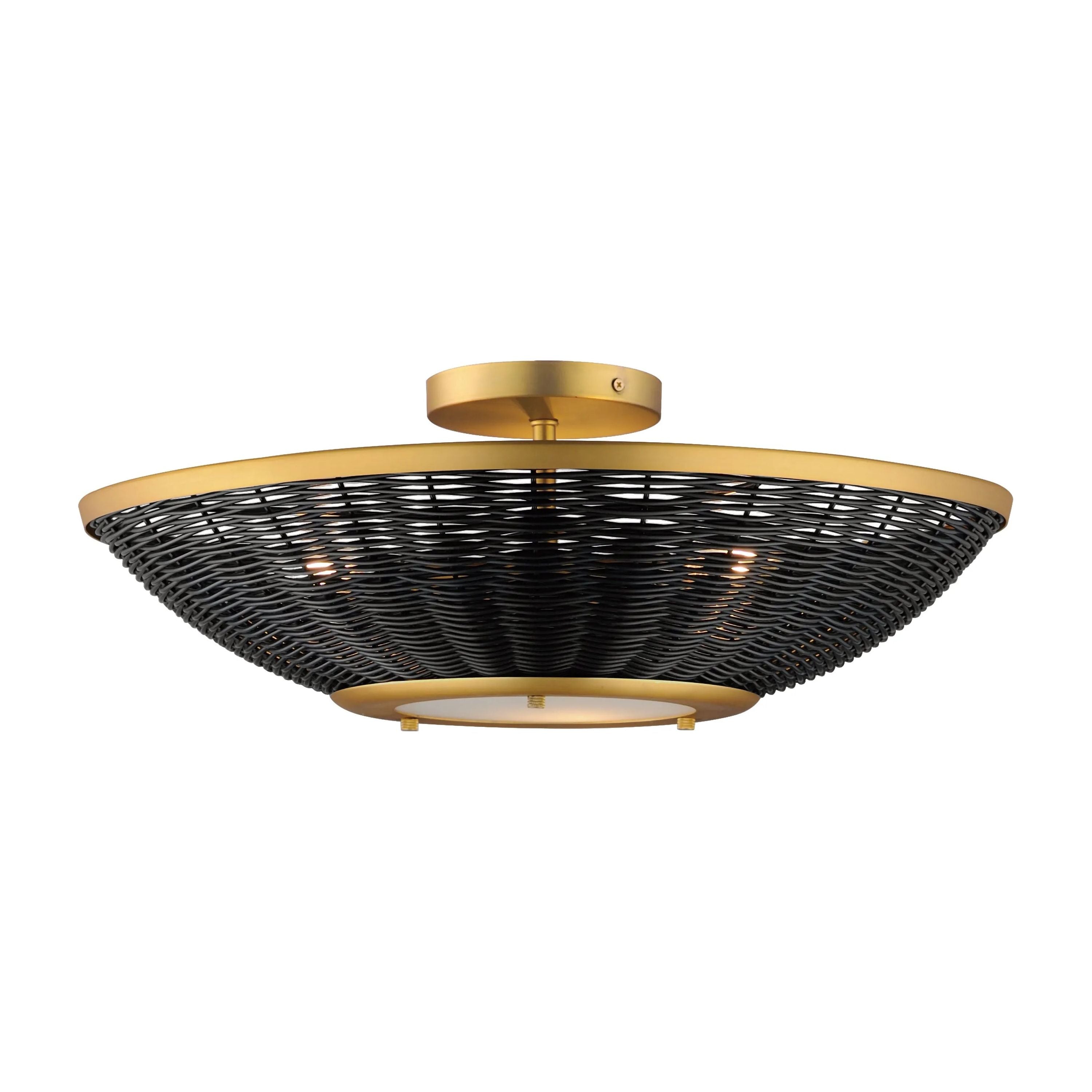 Maxim Lighting - Rattan Wall Sconce/Semi Flush Mount - 14460BRNAB | Montreal Lighting & Hardware