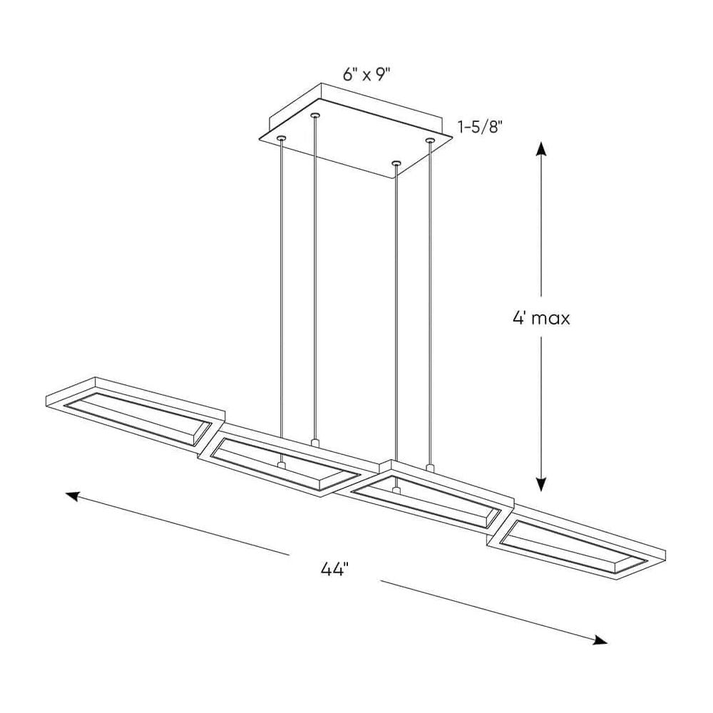 Montreal Lighting & Hardware - PDL Geometric Linear LED Pendant Light by DALS Lighting - PDL44-3K-WH | Montreal Lighting & Hardware