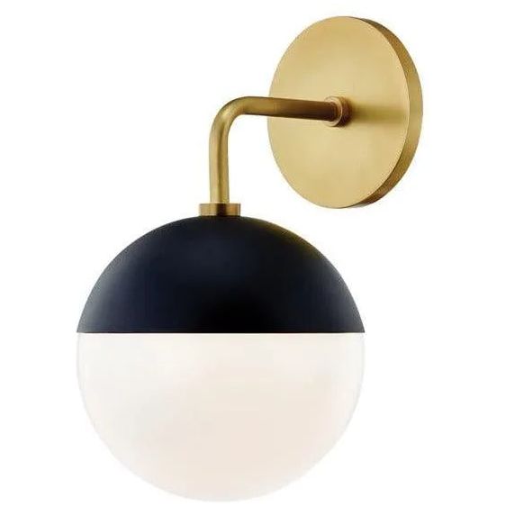 Montreal Lighting & Hardware - Renee Wall Sconce by Mitzi | QUICK SHIP - H344101-AGB/BK-OS | Montreal Lighting & Hardware